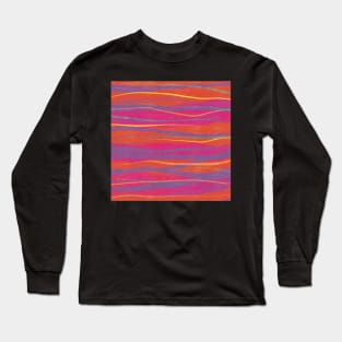 Pink, orange, yellow, violet watercolored horisontal striped pattern Long Sleeve T-Shirt